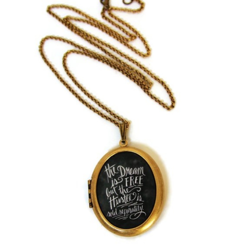 Chalkboard Hustle Art Locket Necklace - NWT - Picture 3 of 5